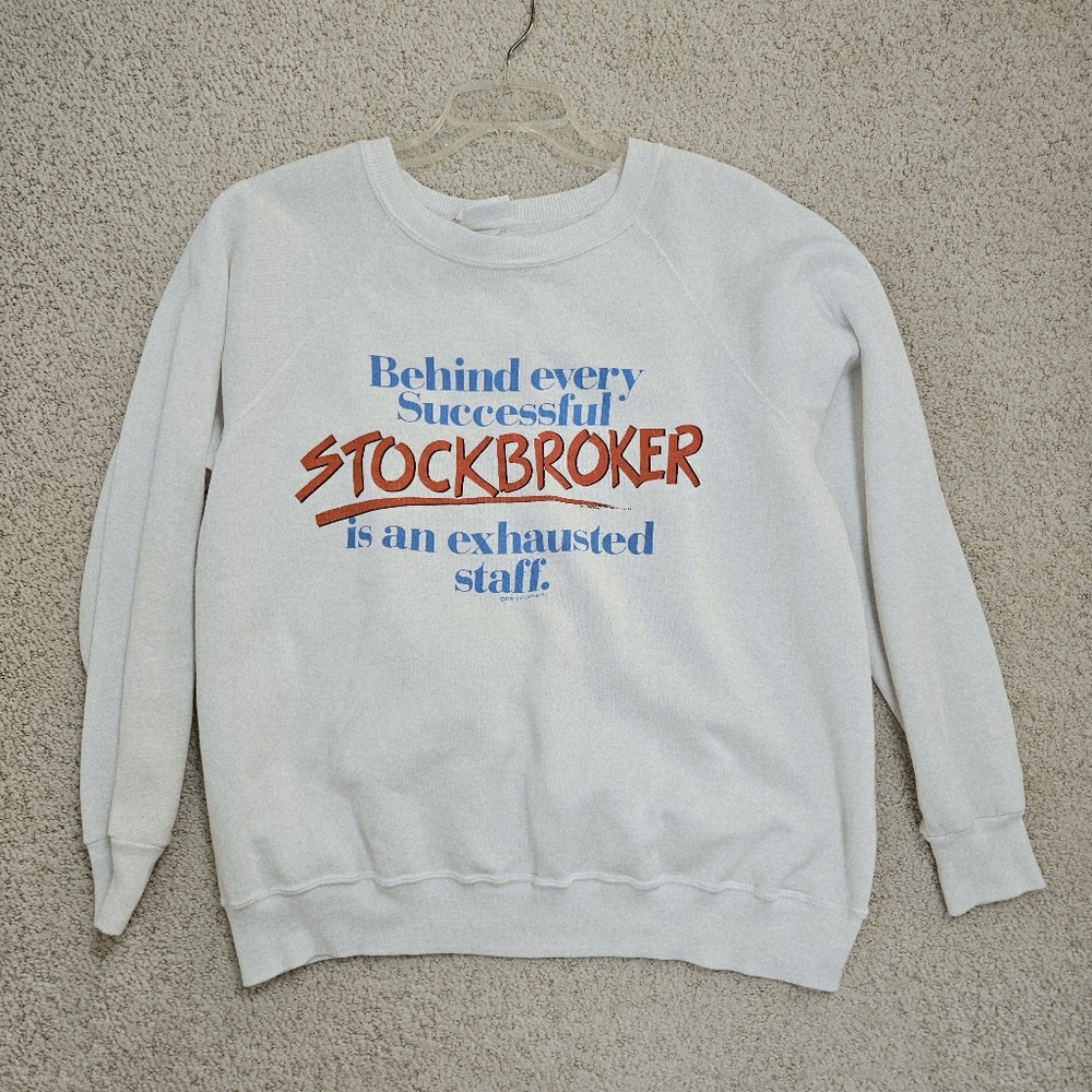 1980s Stockbroker Sweatshirt Crewneck Vintage Funny Graphic Bassett Walker XL